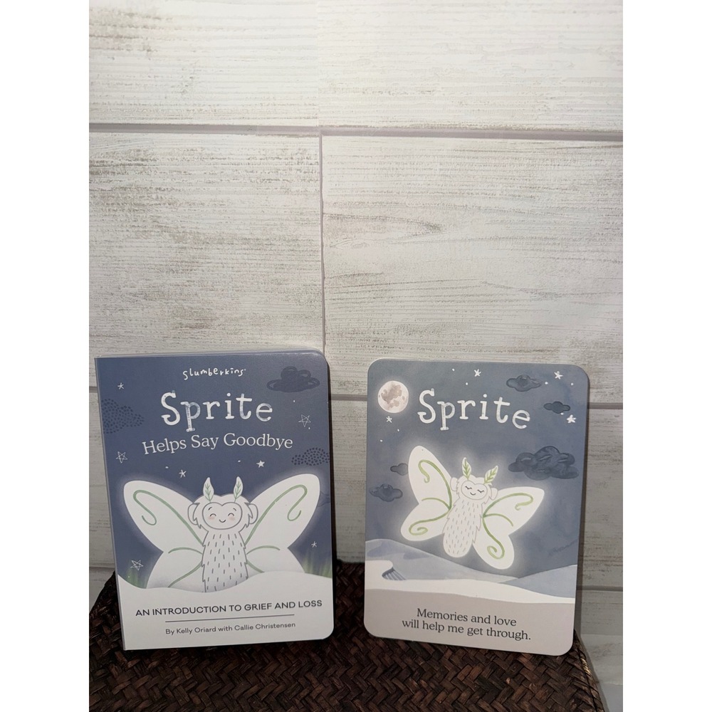 Slumberkins Sprite Helps Say Goodbye Board Book and Affirmation Card Grief Loss